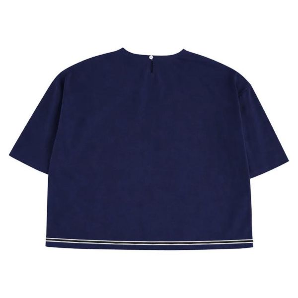 麻混套頭上衣-F-海軍藍 