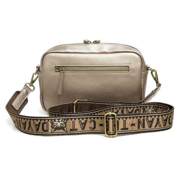 日本限定-皮革側背包-金 