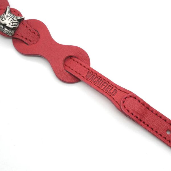 皮革環狀貓項圈-紅 