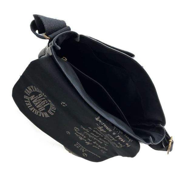 貓耳牛皮肩背包-黑 