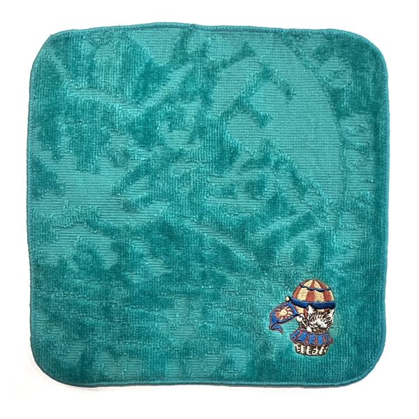 熱氣球刺繡小手帕-綠 