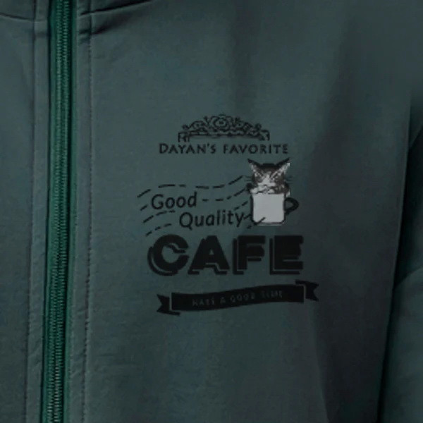 拉鏈夾克-貓咖啡-藍黑F 