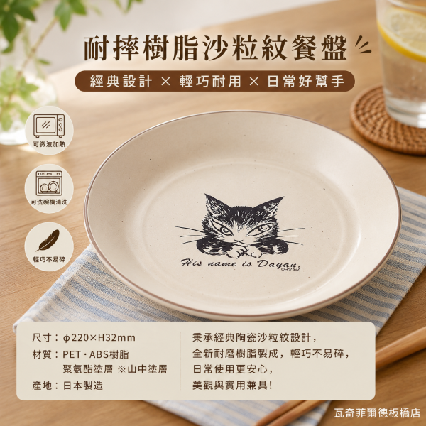 耐摔樹脂沙粒紋餐盤M 