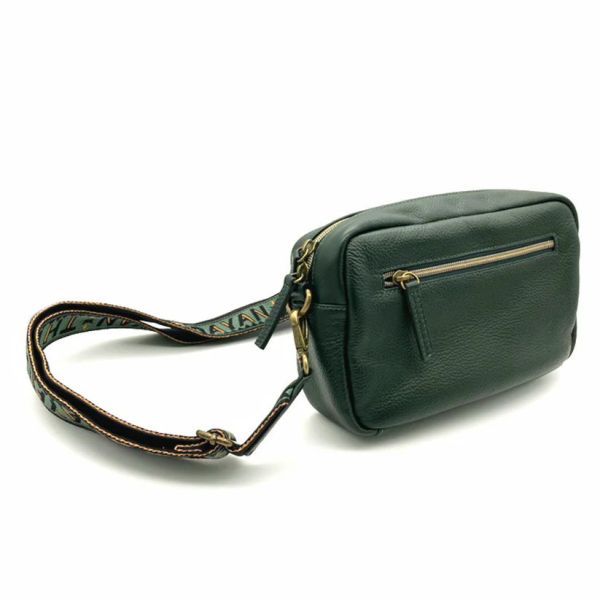 皮革側背包-綠 