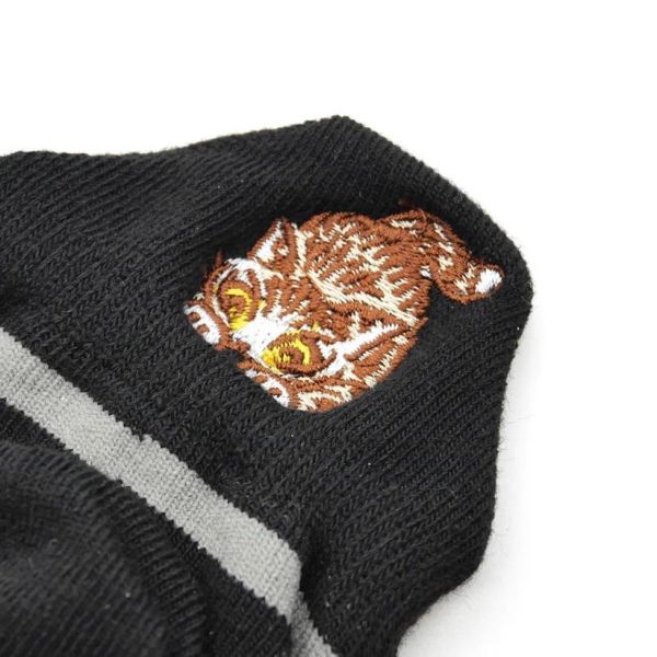腳跟刺繡襪-黑色 