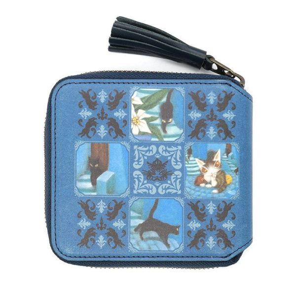 對摺短皮夾-藍色的街 