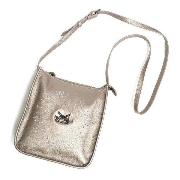 皮革單肩包-香檳色 