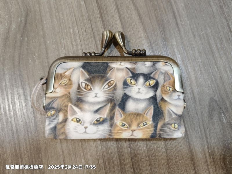 貓大會牛皮珠扣零錢包/印章包 