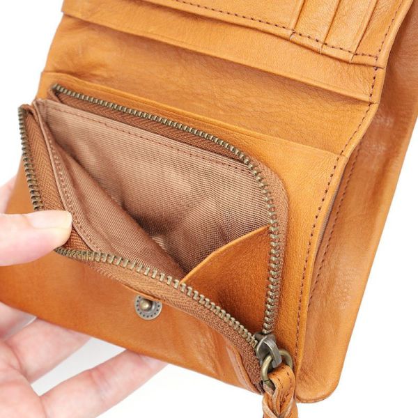 超柔皮-對摺型錢包-棕 