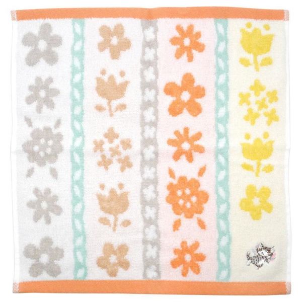 花卉方巾-橘 