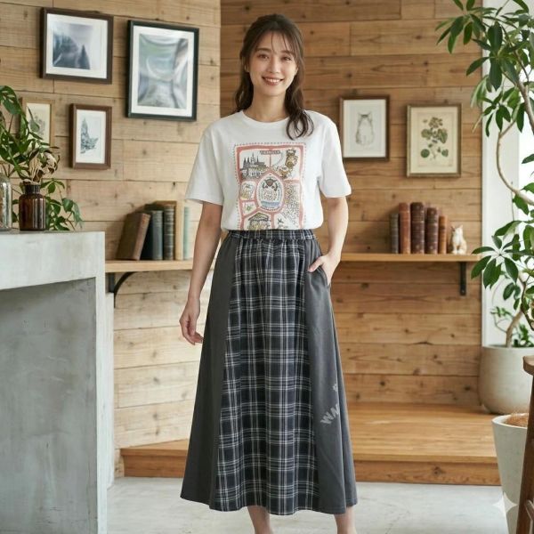 異材質拼接長裙SK 