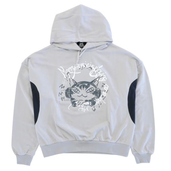 寬版型連帽長袖上衣-F 