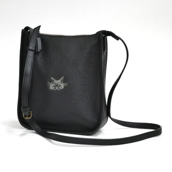 皮革單肩包-黑色 