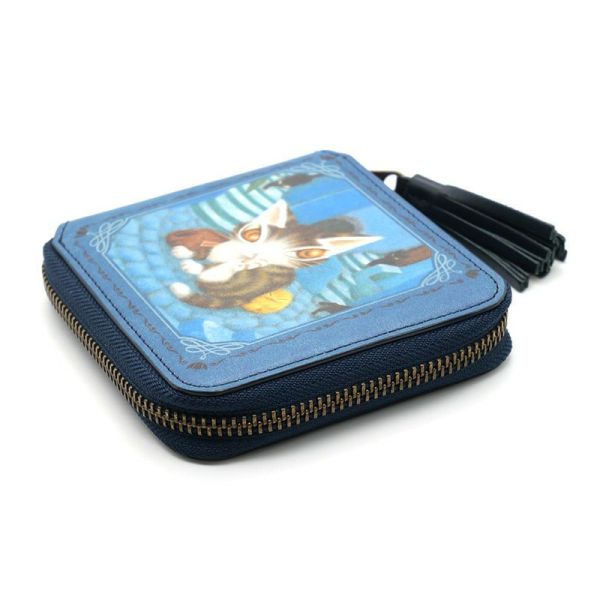 對摺短皮夾-藍色的街 