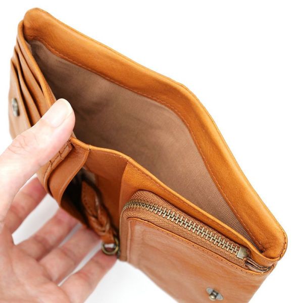 超柔皮-對摺型錢包-棕 