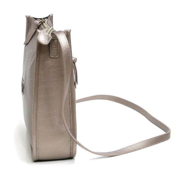 皮革單肩包-香檳色 