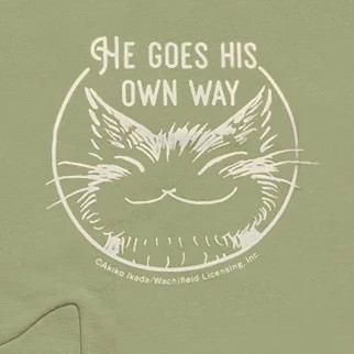 貓型口袋長袖上衣-灰綠色-M 