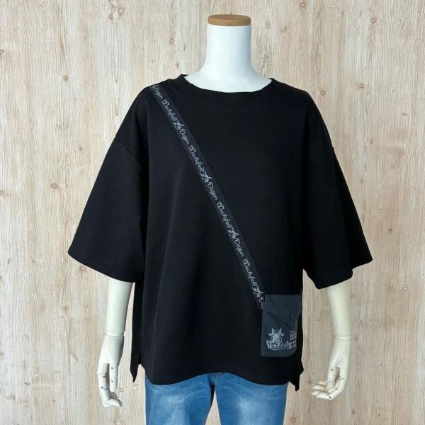 隨身包風寬版T恤-黑 