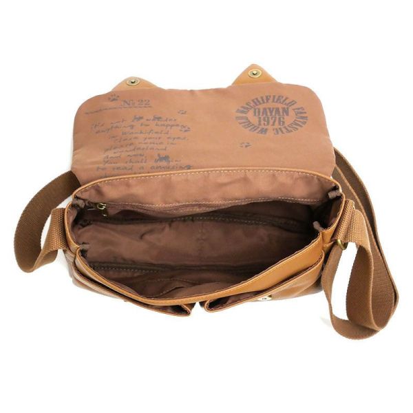 貓耳牛皮肩背包-小-茶 