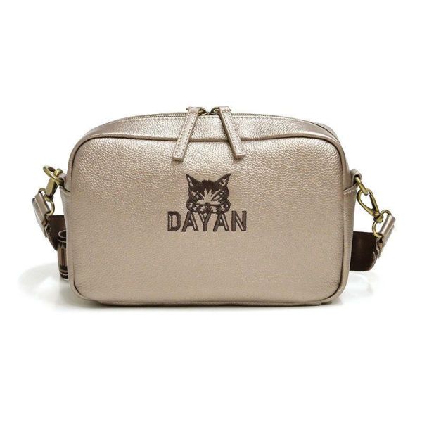 日本限定-皮革側背包-金 