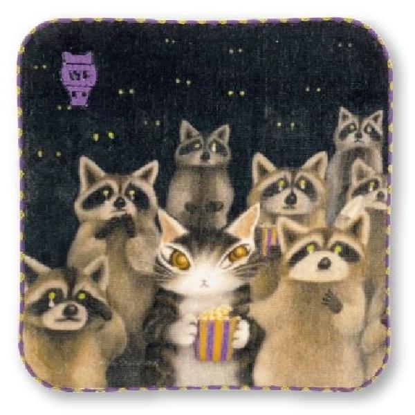 花邊彩色小手帕-狸貓 