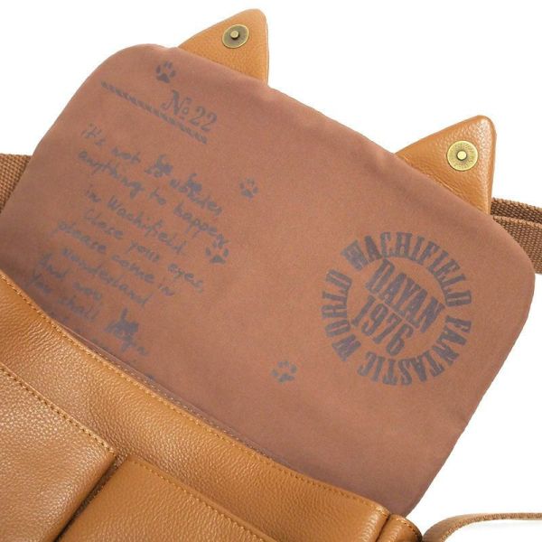 貓耳牛皮肩背包-小-茶 