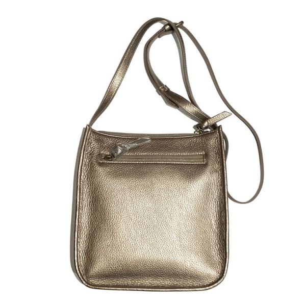 皮革單肩包-香檳色 