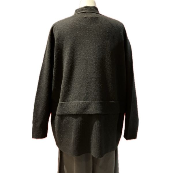 V領針織外套+連帽圍巾 