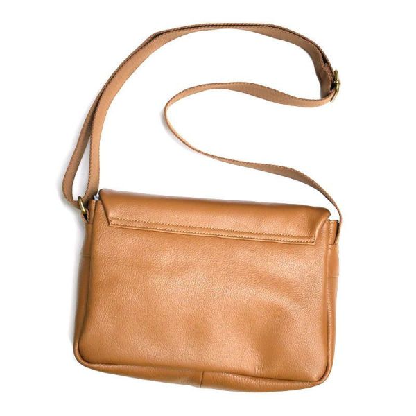 貓耳牛皮肩背包-小-茶 