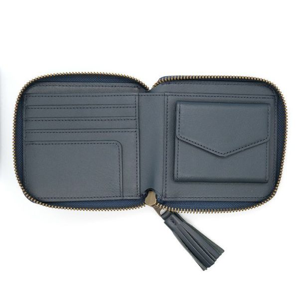 對摺短皮夾-藍色的街 