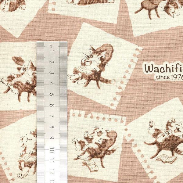 綿麻混紡花布-椅子舞-棕 