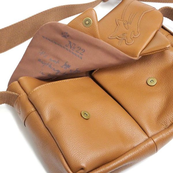 貓耳牛皮肩背包-小-茶 