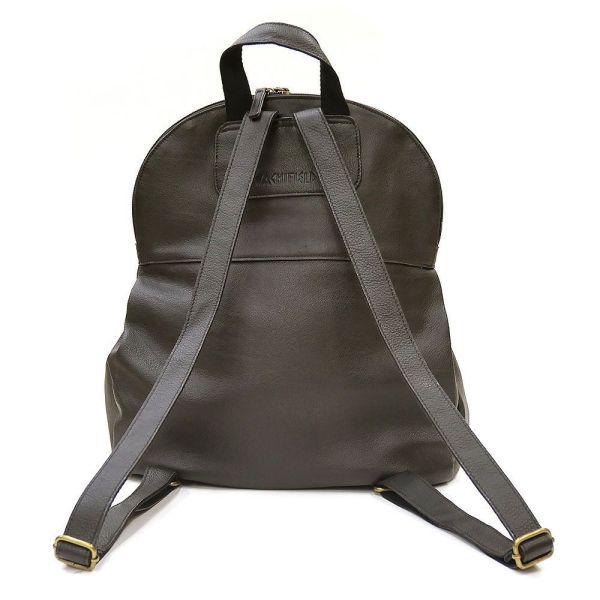 厚牛皮感後背包-黑 