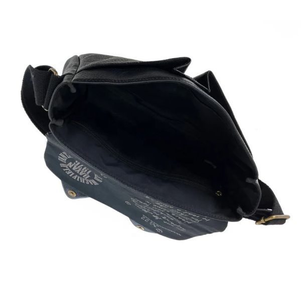 貓耳牛皮肩背包-黑 