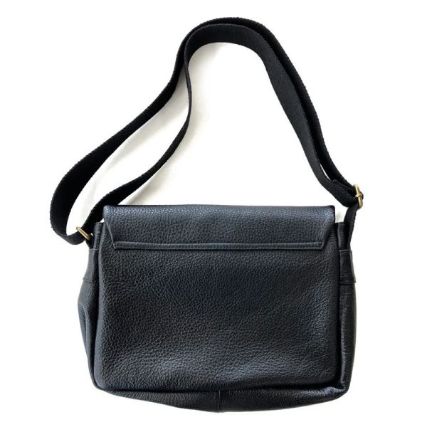 貓耳牛皮肩背包-黑 