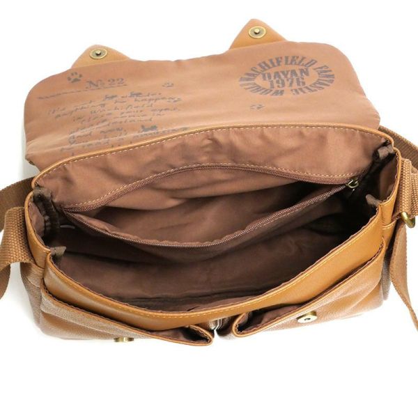 貓耳牛皮肩背包-小-茶 