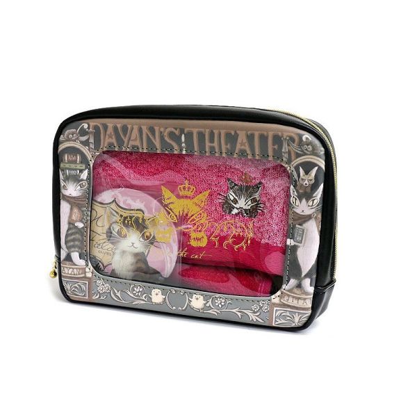 毛巾圓鏡收納包三件組-粉紅 