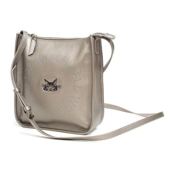 皮革單肩包-香檳色 