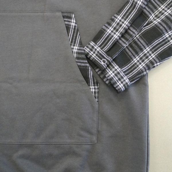 異材質拼接連帽長版上衣TNC 