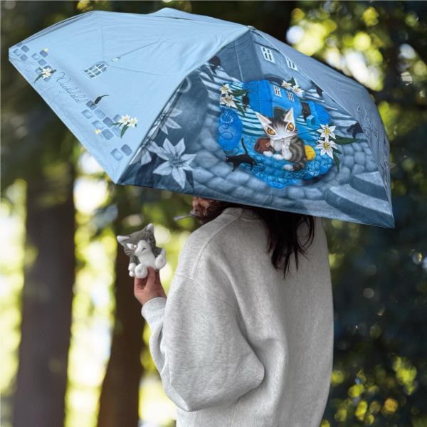 晴雨二用摺傘-藍色的街 