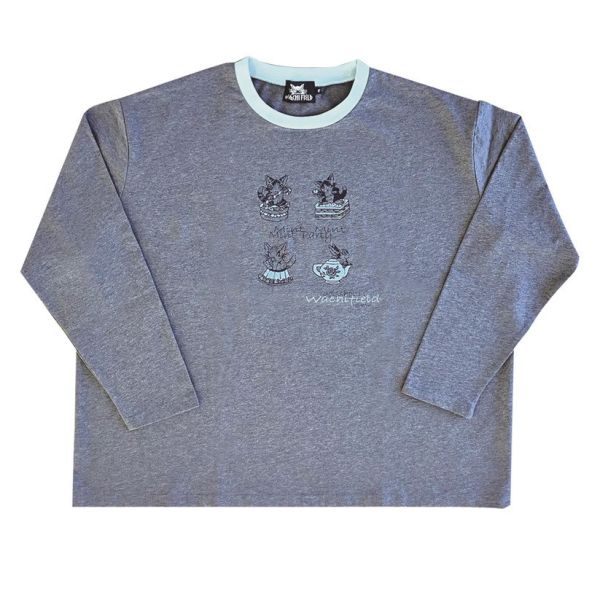 寬鬆長袖T恤-濃灰F 