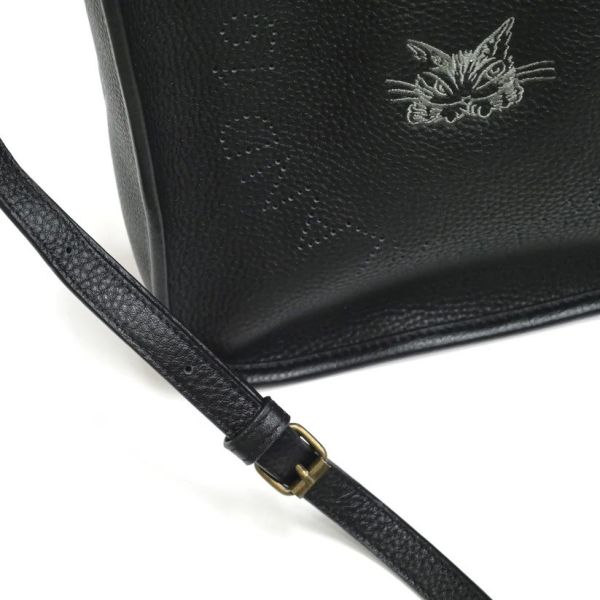 皮革單肩包-黑色 