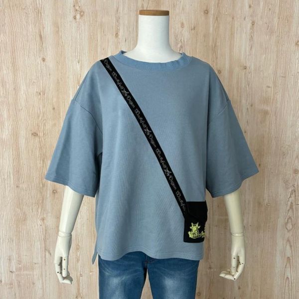 隨身包風寬版T恤-藍 