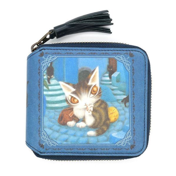 對摺短皮夾-藍色的街 