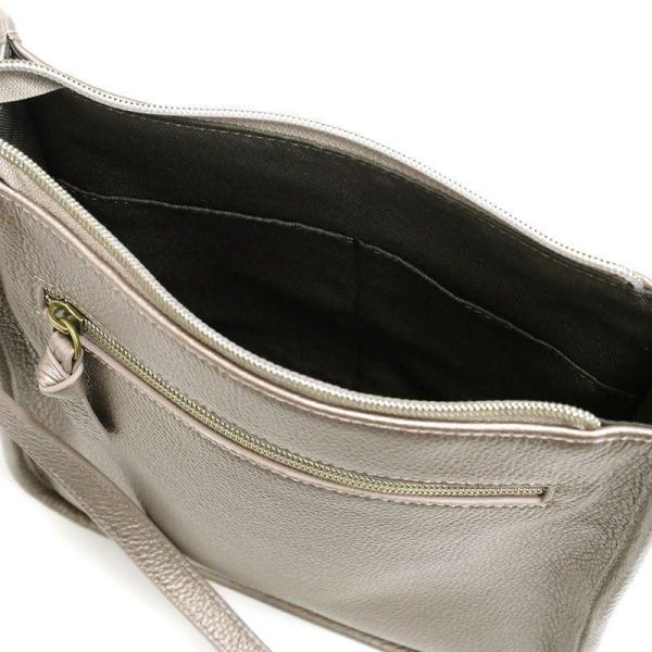 皮革單肩包-香檳色 