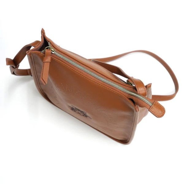 皮革單肩包-茶色 