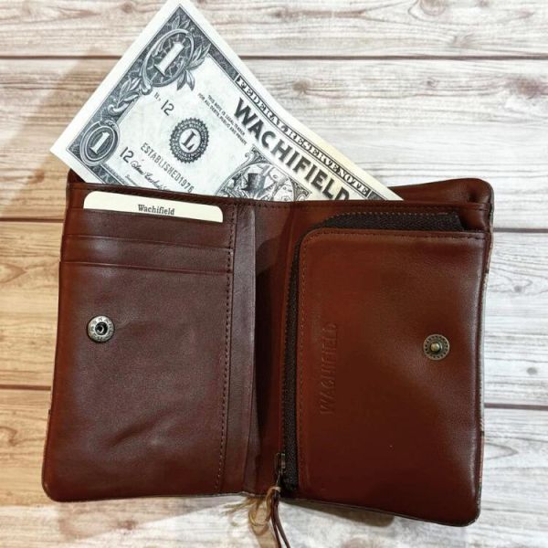 幸運牛皮對摺短夾 