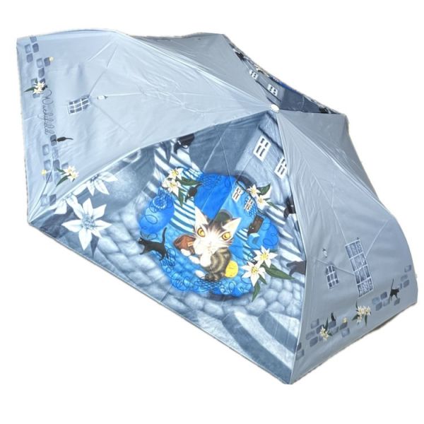 晴雨二用摺傘-藍色的街 