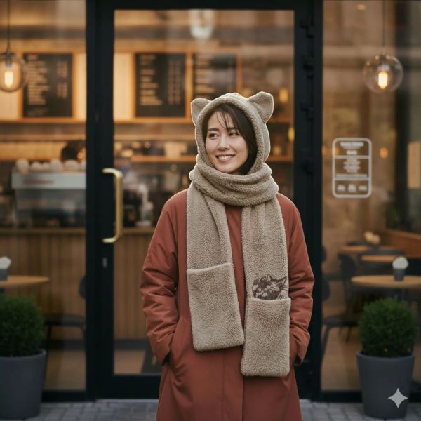 貓耳帽圍巾 