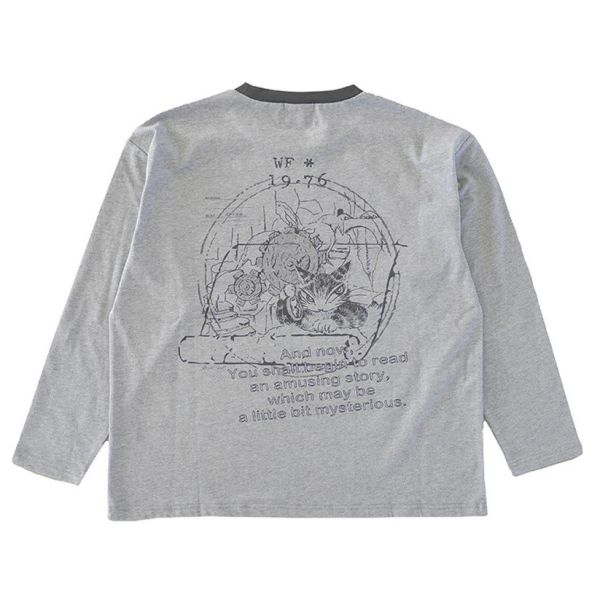 寬鬆長袖T恤-淡灰L 